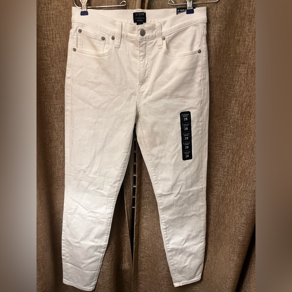 J. Crew White Mid-Rise Skinny Jeans